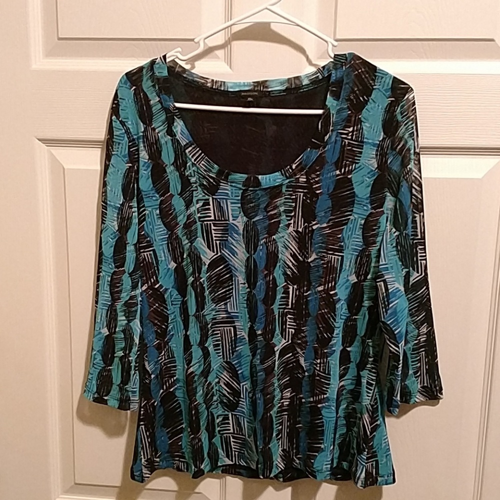 Madison blue and black long sleeve top.
